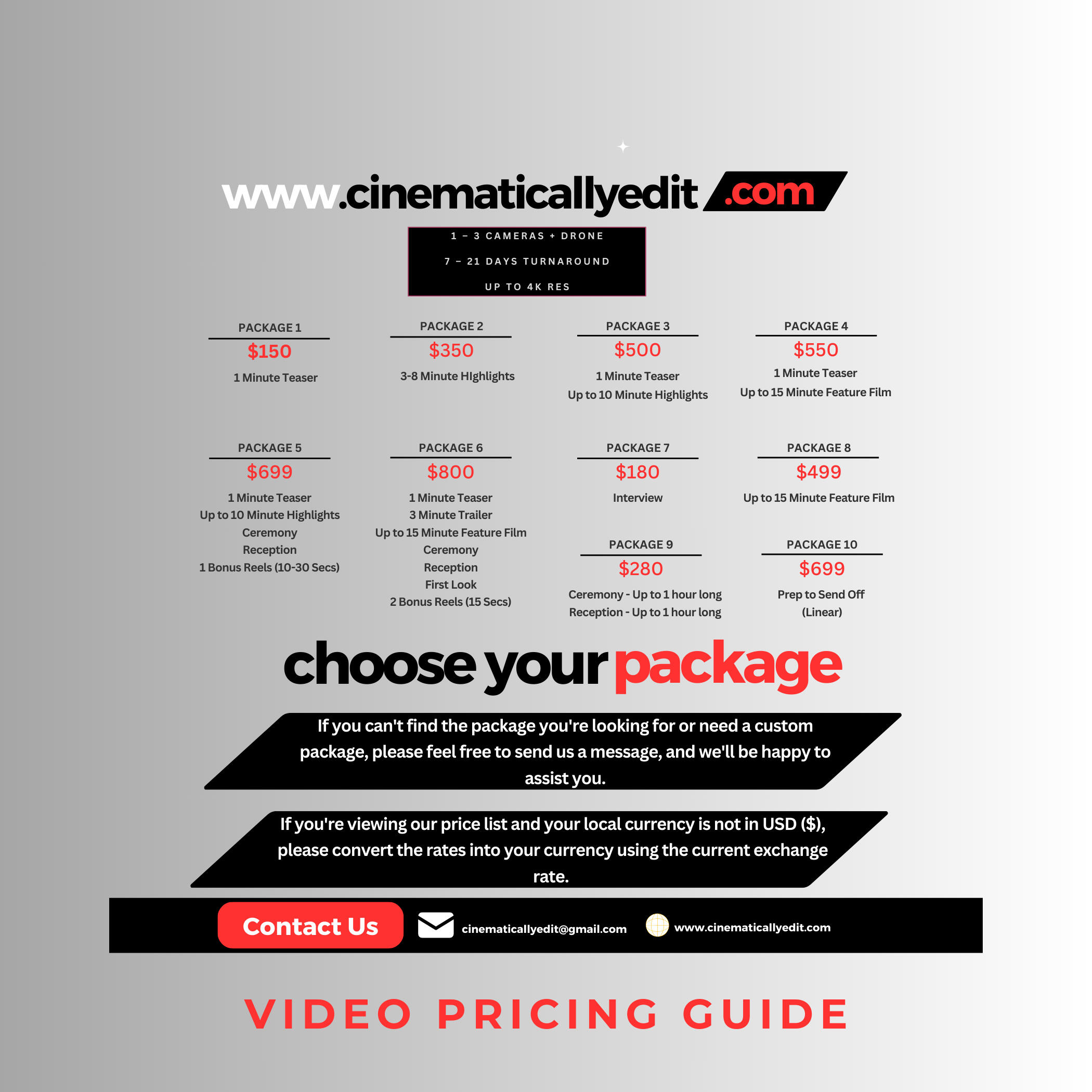 Wedding Video Editing Packages for Videographers – Outsource with Cinematically Edit Wedding video editing pricing packages by Cinematically Edit for videographers outsourcing post-production